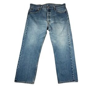 Levis 501 Original Fit Mens Jeans Blue‎ Straight Leg Denim 36(35)x30(26.5)Hemmed